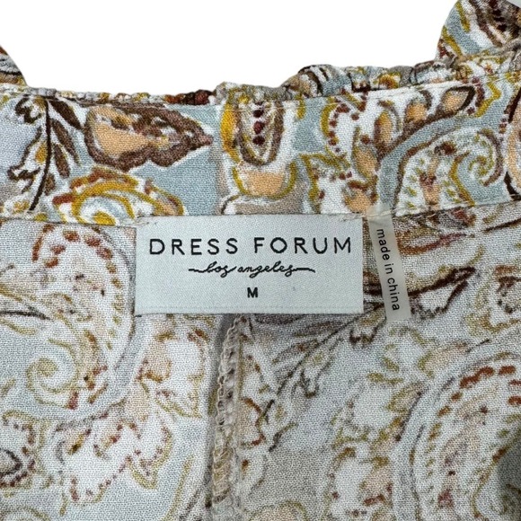 Dress Forum Paisley Tiered Long Sleeve Maxi Dress Medium Brown Blue Peasant - Picture 6 of 7